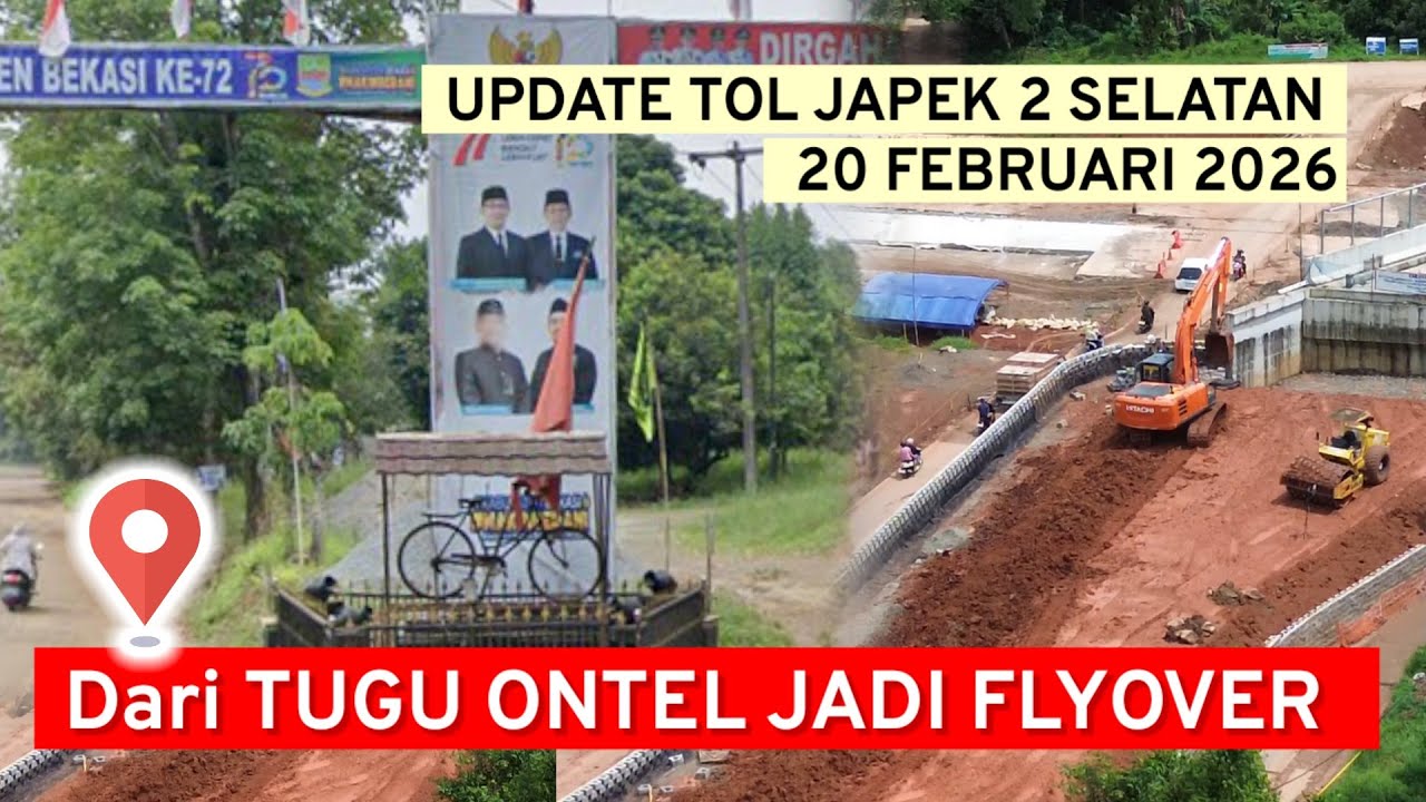 Update Pengerjaan Overpass di bekas tugu sepeda ontel | Proyek Tol Japek 2 Selatan 20 Februari 2026