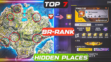 Top 7 hidden places for br - rank 🤩 || Bermuda map 2023 new secret places in garena free fire #ff