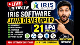 🔔 Iris Software Java Developer LIVE Interview | Spring Boot | Microservices | AWS Cloud | JPA | SQL