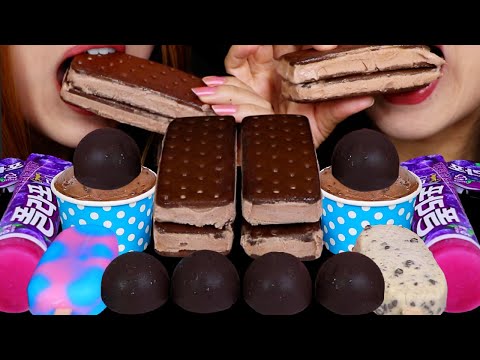 ASMR ICE CREAM PARTY! 아이스크림 리얼사운드 먹방 アイスクリーム 冰淇淋 Kem cây | Kim&Liz ASMR