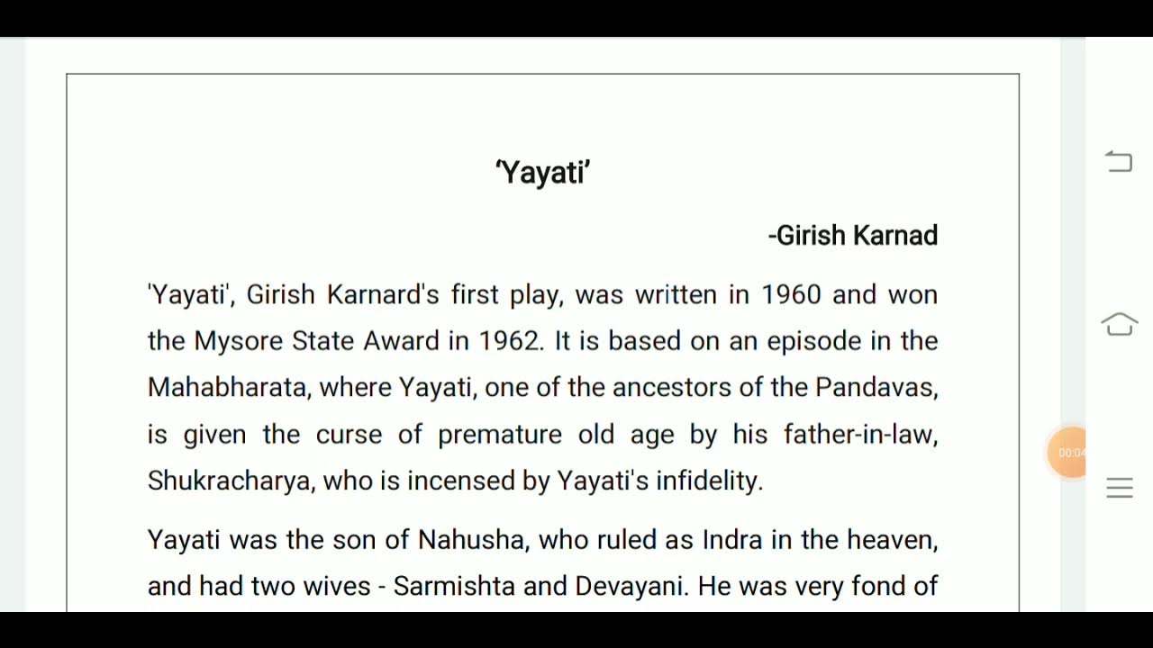 Yayati( Girish Karnad) Summary by Dr. Himanshu Kandpal YouTube
