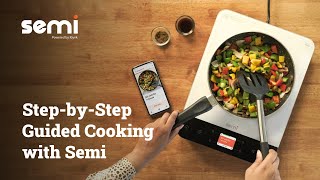 Step-by-step recipe instructions on the cooktop's screen | Guided Cooking with Semi