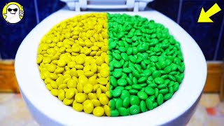 Will It Flush? Lots Of M&Ms Yellow & Green