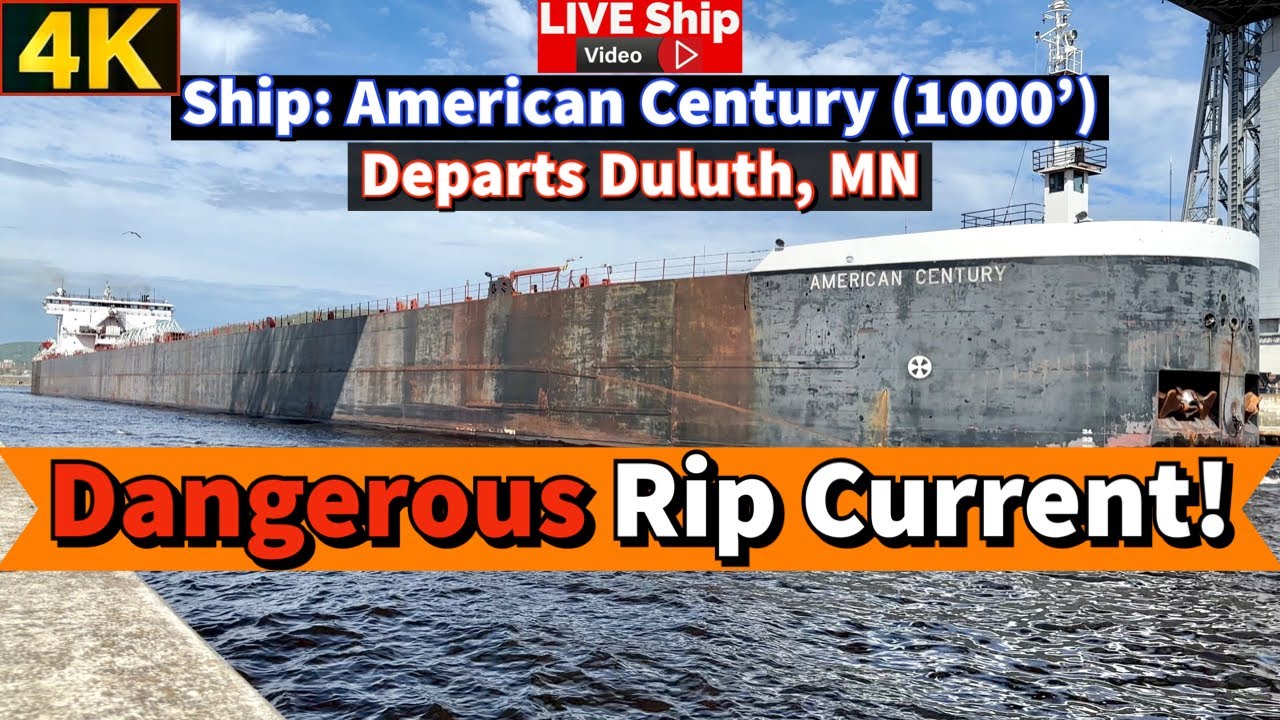 ⚓️Dangerous Rip Current! Ship 'American Century' departs Duluth, MN ...