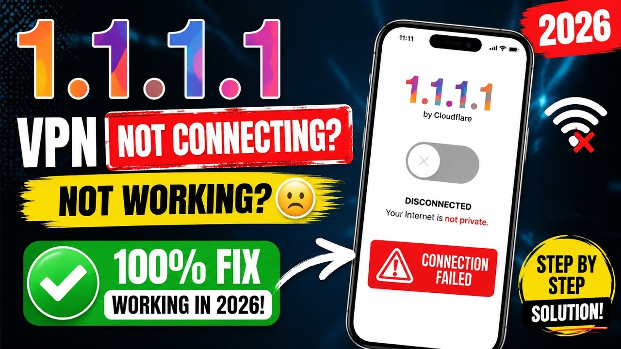 Fix 1.1.1.1 vpn not connecting problem 2026 | 1.1.1.1 vpn not working ...