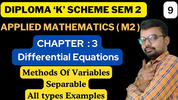 Chapter 3 Differential Equation | Method of variables separable form | Msbte | Diploma | maths sem 2