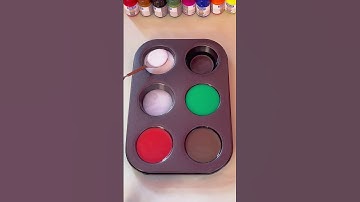 Making new colours with white green and raspberry colour #asmr #colormixing #mixing