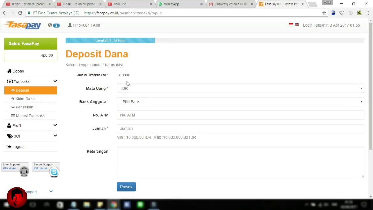CARA DEPOSIT DI FASAPAY INDONESIA