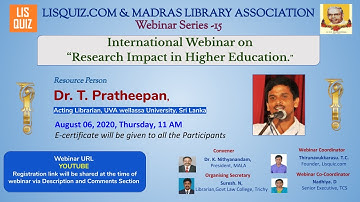 International Webinar on  “Research Impact in Higher Education.”