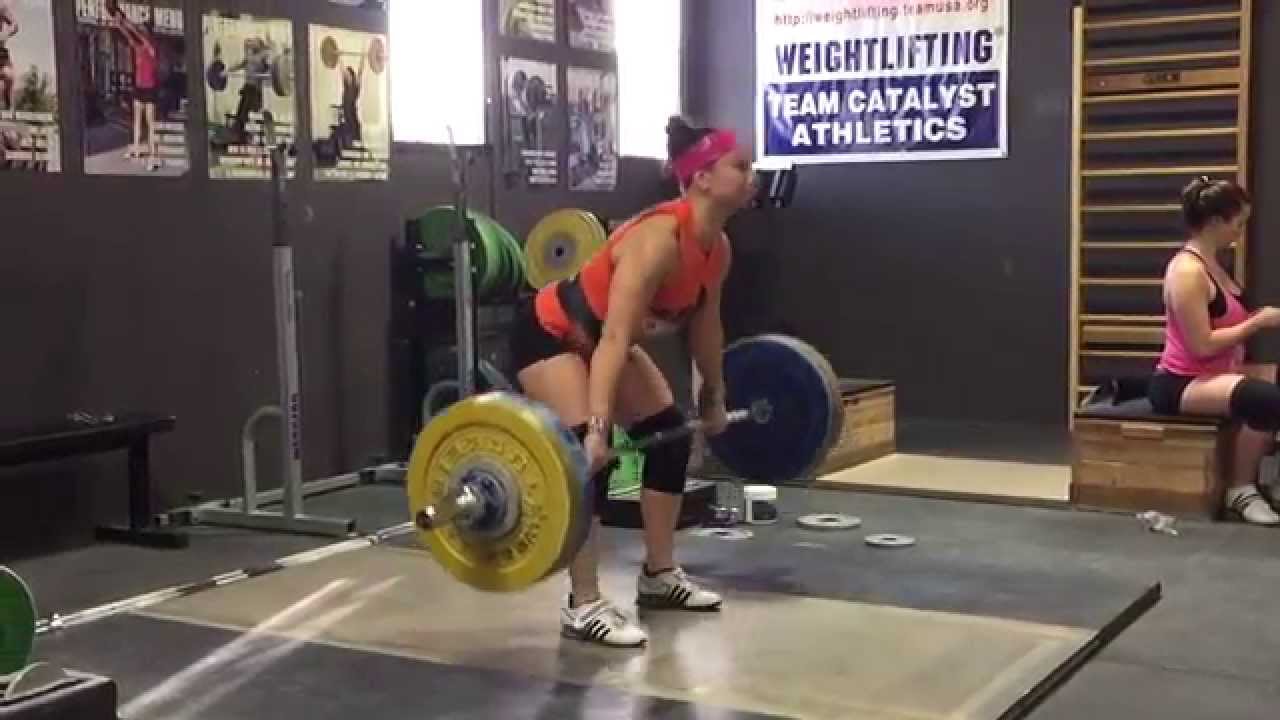 Alyssa Power Clean 96 kg (212 lbs) at 63 kg Bodyweight