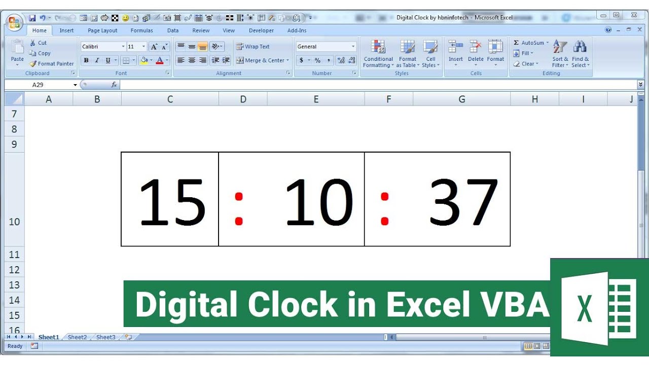 Digital Clock in Excel VBA – Excel VBA Macro Examples