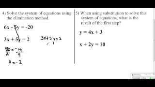 System of Equations - Unit Test 4 Review Sheet