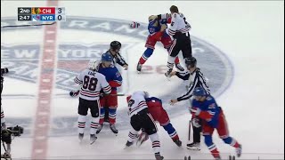 Jacob Trouba with a huge hit on Athanasiou and a big scrum ensues