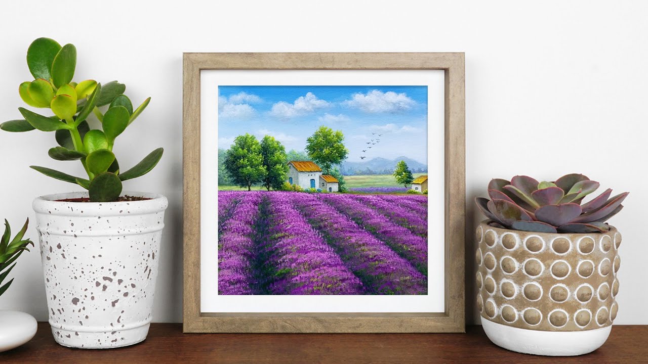 Daily Art #001 / Acrylic / Lavender Field Acrylic Painting - YouTube