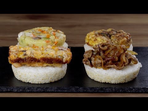 【1mintips】用早餐盤做米漢堡，一整個專業造型，各種口味隨你變化！！分格烹飪，做好的先保溫，用途千變萬化～