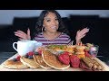 BRUNCH MUKBANG | SHRIMP & GRITS | PANCAKES| CHICKEN & WAFFLES| COLLAB WITH THE C SQUAD🔥