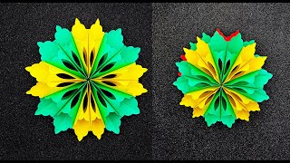 Download Lagu Prachtige handgemaakte papieren sneeuwvlokken met behulp van gekleurde papierknutselideeën voor b... MP3