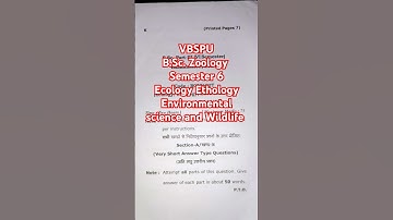 VBSPU B.Sc. Zoology six semester Ecology, Ethology , Environmental science and Wildlife paper 2024