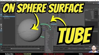 Create Tube on Sphere Surface in Maya screenshot 4