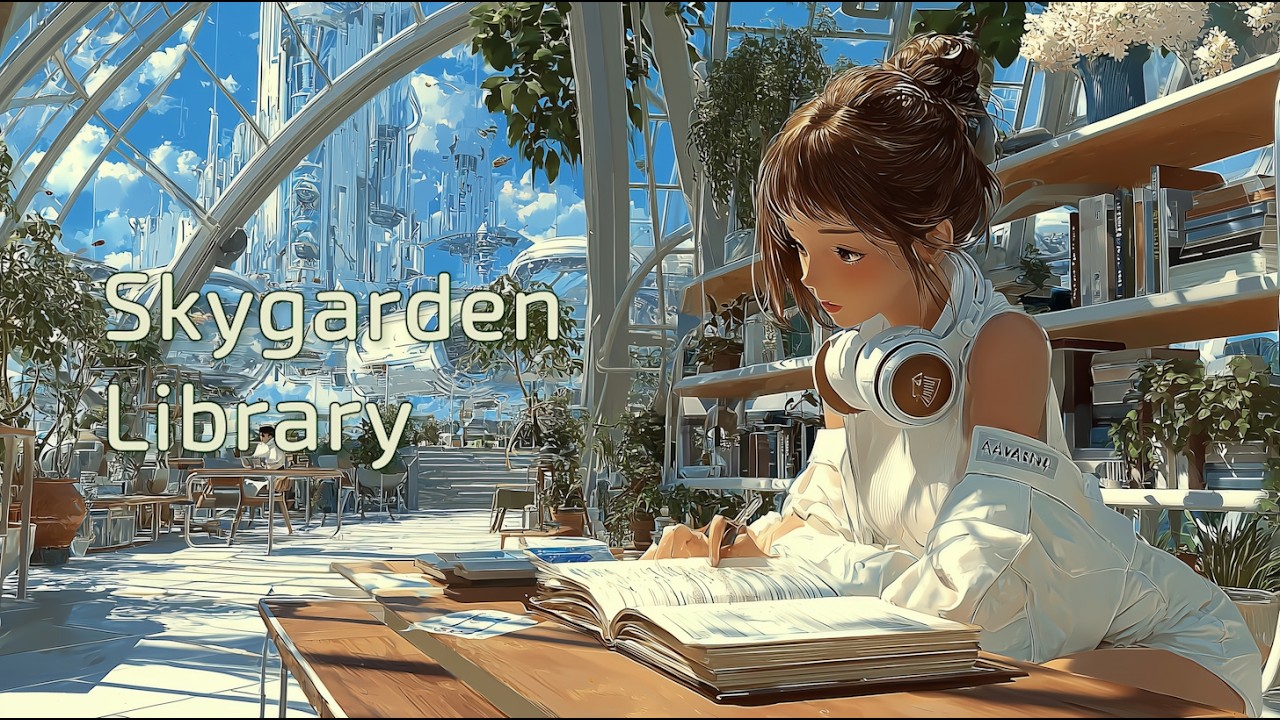 Solar Punk Library Solarpunk Radio | Skygarden Library | Peaceful Study Music for Deep ...