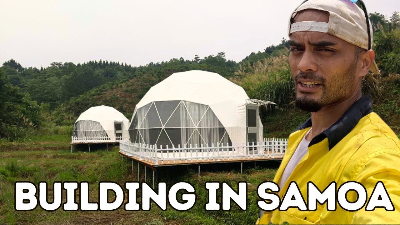 Строительство геодезических купольных домов для глэмпинга в Самоа. Видеоблог 1.