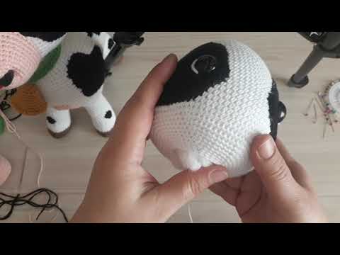 SÜTAŞ İNEK ( Buzağı ) Amigurumi YAPIMI 8.VİDEO göz benekleri boynuz kulak ve saç dikimi-