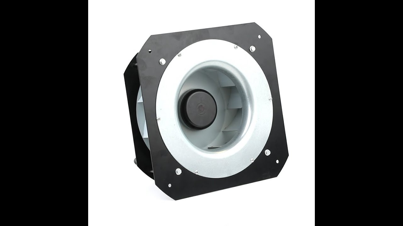 EC backward curved centrifugal fan with support bracket and panel - YouTube