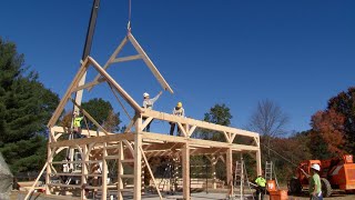 Post & Beam Carriage Barn Raising in Burlington, CT