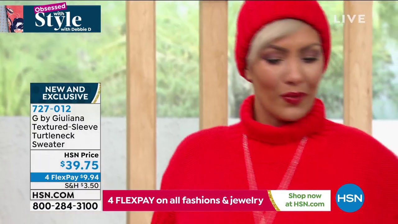 G by Giuliana TexturedSleeve Turtleneck Sweater