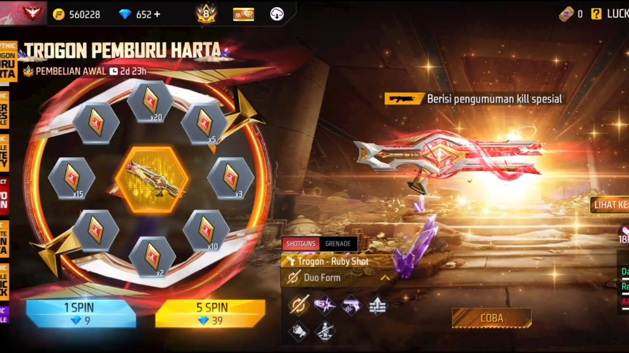SPIN SKIN TROGON PEMBURU HARTA TROGON RUBY SHOT TERBARU ABIS BERAPA DM KIRA KIRA GUYS🙏🙏🙏🥰🥰🥰