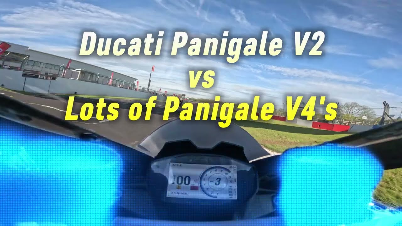 Panigale V2 vs Lots of V4's at the Ducati UK day. Session 1 Red Group