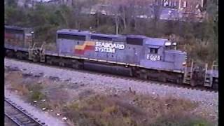 Seaboard System SD50 leading Q690 at Spartanburg, SC (1990)