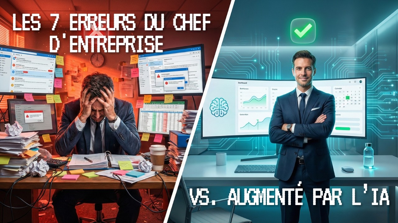 Les 7 erreurs du chef d'entreprise débordé VS augmenté par l'IA