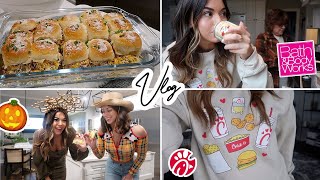 Vlog | Trying Chick-fil-a items, Halloween GRWM, Making party foods