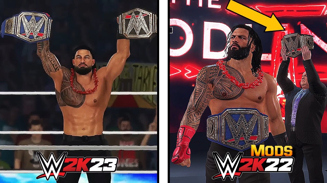 WWE 2K23 vs WWE 2K22 Mods! - Graphic (Entrance) Comparison 