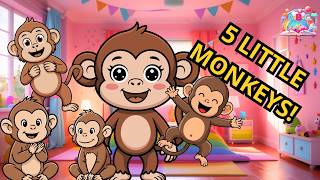 Five Little Monkeys Jumping on the Bed 🐒🛏️ | Counting Song for Kids | ABC Rainbow Kids Five Little Monkeys Jumping on the Bed 🐒🛏️ | Counting Song for Kids | ABC Rainbow Kids