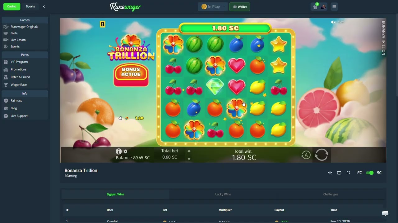 Dubs buy on bonanza trillion | RuneWager.com | OSRS Site