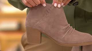 Skechers Taxi Water Repellent Suede Side Zip Bootie - Western City on QVC