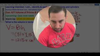 4/8/26 GE Warm Up, Notes Volume Pyramids & Cones #mrglee