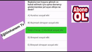 ATA AÖF SOSYAL PSİKOLOJİ ‼️Bütünleme çıkması muhtemel soru bankası#eğitimhanemtv