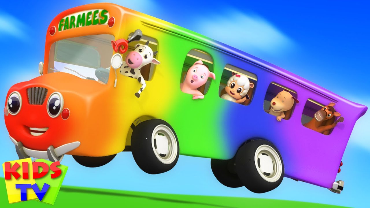 Wheels On The Bus Go Round and Round, Nursery Rhymes and Children Song