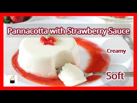 Vanilla Panna cotta with Strawberry Sauce | Vegetarian Panna cotta recipe |Easy Panna cotta dessert