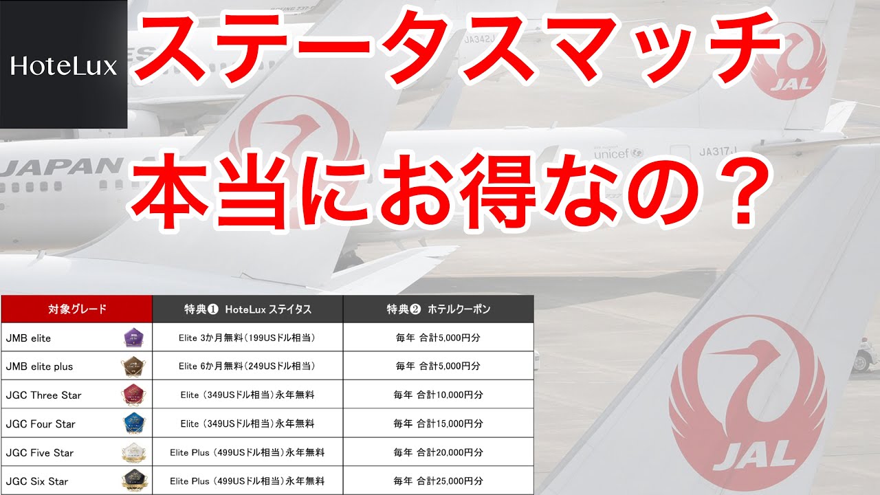 JAL新たにHoteluxとステータスマッチ！本当にお得なのか検証してみた