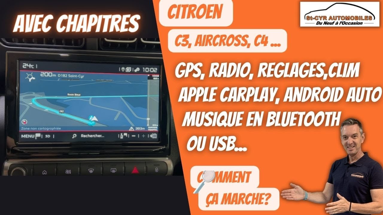 CITROEN C3,C4, Guide complet GPS, radio, Bluetooth, Carplay, Android