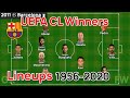 UCL Winners | Lineups | 1956-2020