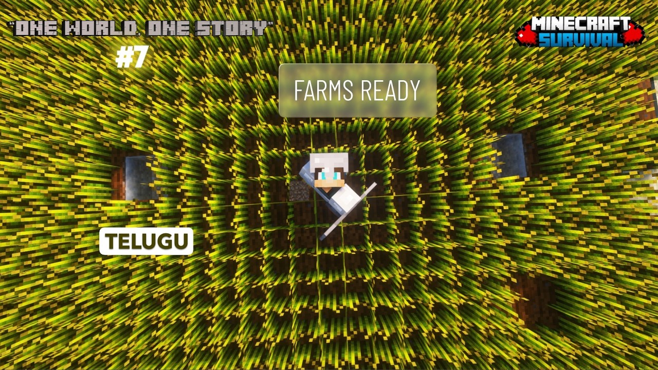 Wheat Farm Setup 🌾 | “One World, One Story” # Ep 7 | Minecraft Survive in Telugu |