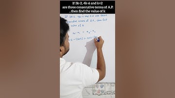 If 3k-2, 4k-6 and k+2 are three consecutive terms of A.P., then find the value of k. #class10 #maths