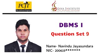 Database Management System I Question Set 9 | Java Institute | Navindu Jayasundara
