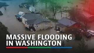 Drone footage captures flooding damage in Pacific Northwest as Washington issues warning