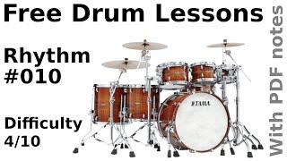 Free Drum lessons #010-Difficulty 4/10🥁